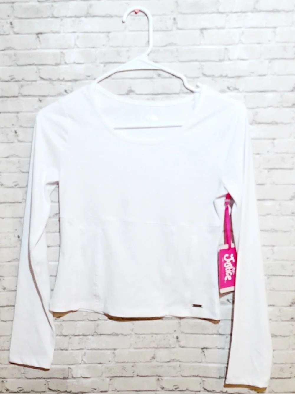 NWT Justice Girls Base Layer Long Sleeve Top - White - L 12/14
